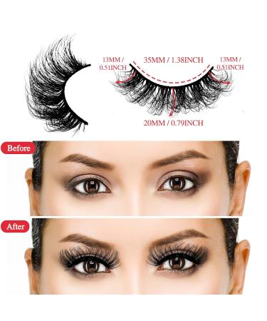 Sibba 5 Pair Dramatic 20mm Faux Mink Eyelashes - Wispy Thick & Fluffy Eyelash Extensions for Stunning Volume - Buy Online on GoSupps.com