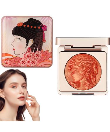 Diyxisk Blush Powder Orange 6 g Embossed Makeup Light Weight Natural Glow Waterproof Long-Lasting (Orange)