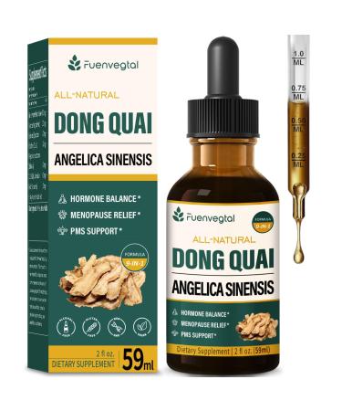 Dong Quai (Angelica Ainensis) Drops for Women Menopause Relief & PMS Support with Red Clover Black Cohosh Herbal Extract Natural Liquid Supplement for Hot Flashes Night Sweats. 2oz Original 2 Fl Oz (Pack of 1)