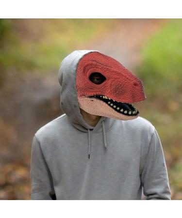 Fivetoo Raptor Face Cover - Movable Pine Latex Dinosaur Mask | Comfortable & Breathable Dino Head Cover for Halloween - Buy Online on GoSupps.com