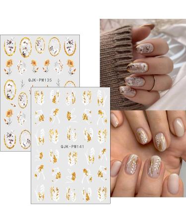JMEOWIO 10 Sheets Glitter Spring Flower Nail Art Stickers Decals Self-Adhesive Colorful Summer Floral Nail Supplies Nail Art Design Decoration Accessories - Buy Online on GoSupps.com