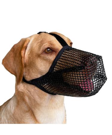 Dog Muzzle, Soft Mesh Covered Muzzles for Small Medium Large Dogs, Poisoned Bait Protection Muzzle with Adjustable Straps, Prevent Biting Chewing and Licking L: Snout:10"-12" Black
