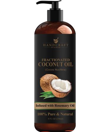 Handcraft Fractionated Coconut Oil Infused with Rosemary Oil - 100% Pure & Natural Premium Grade Coconut Carrier Oil for Essential Oils, Massage Oil, Moisturizing Hair Oil & Body Oil - 8 fl. Oz Infused with Rosemary 8 Fl O…