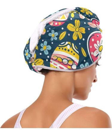 Easter Floral Eggs Hair Towel 2 Pack - Super Absorbent Quick Dry Hair Turbans for Women & Girls - Buy Online on GoSupps.com