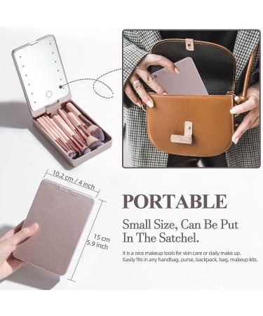 BS-MALL Travel Makeup Brush Set with LED Light Mirror - 14 Pcs Pink APINK - Buy Online on GoSupps.com