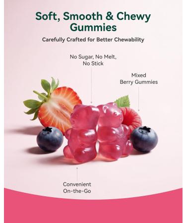 Magnesium Glycinate Plus Gummies 860mg Sugar-Free Non-GMO Gluten-Free Magnesium Gummies for Adults & Kids Sleep Relaxation & Focus Magnesium Supplement for Women Mixed Berry Flavor 60 Count Mixed Berry 60 Count (Pa  - Buy Online on GoSupps.com
