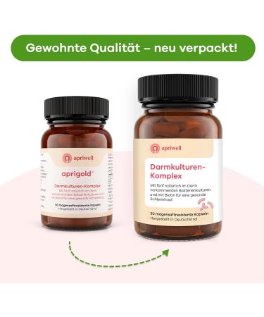 Buy Apriwell Intestinal Culture Complex - 5 Vegan Probiotics Fructose-Free Biotin-Enhanced - 60 Capsules (30-Day Supply) - Gut Health Support - Buy Online on GoSupps.com