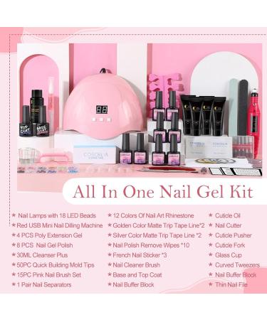 COSCELIA GENNAGEL SET - Complete 8 Colors Gel Nails with 36W UV/LED Lamp | Poly Nail Gel & Cutter | 12PC Starter Set for Stunning Nail Art - Buy Online on GoSupps.com