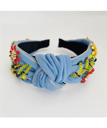 QTMY Rhinestone Crystal Wide Headband - Blue | Fashion Turban Hairband for Women & Girls - Buy Online on GoSupps.com