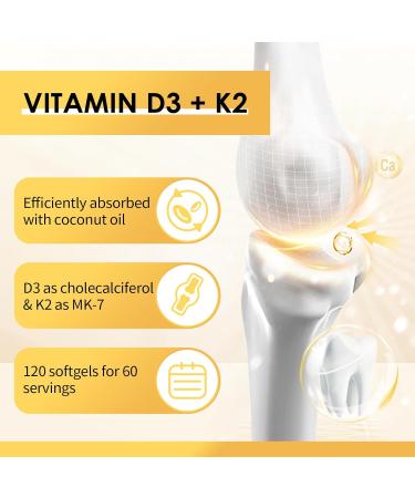 GPGP GreenPeople Vitamin D3 K2 Supplement with Vitamin D3 5000 IU 200 mcg Natural Coconut Oil Muscle and Immune Health Support 120 Softgel Capsules - Buy Online on GoSupps.com