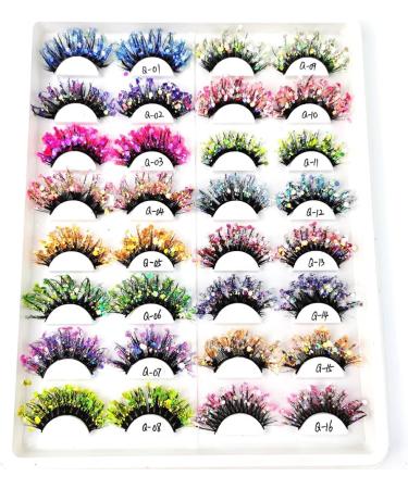 rongweiwang 2x Natural Look Glittery Eyelashes With Sequins Easy Application Long-Lasting Wear Dramatic Christmas Eyelashes Plastic Q-42 - Buy Online on GoSupps.com