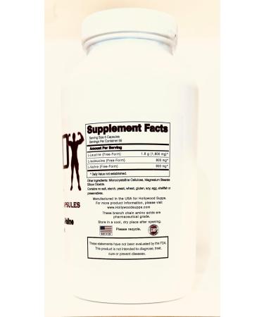 Hollywood Supps BCAA Capsules - 100% Pure 3200mg - Made in USA | Fast International Shipping - Buy Online on GoSupps.com