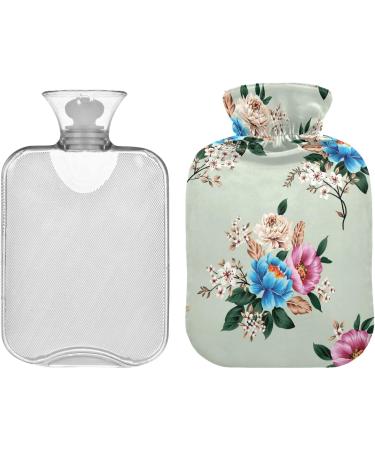 NAANLE Hot Water Bottle with Cover - Blue Pink Floral 1L for Back Pain Relief Hand & Foot Warmer Neck Heat & Cold Therapy - Buy Online on GoSupps.com