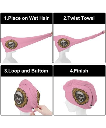 Sunflower Skull Microfiber Hair Towel Wrap for Women - Super Absorbent Hair Turban (10"x26 - Buy Online on GoSupps.com
