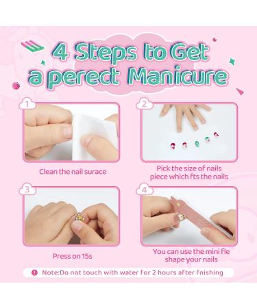 144Pcs Kids Press On Nails Set - Ice Cream Design | Short Artificial Fake Nails for Girls | Quick Stick On, No Fading, Pre-Glued Acrylic Nail Tips | Children's Gift & Nail Decoration Kit - Buy Online on GoSupps.com
