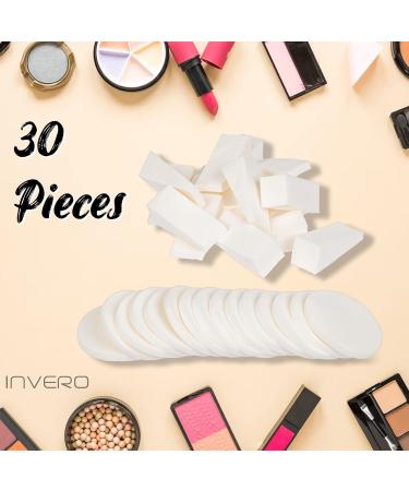 Invero 30 Piece Soft Makeup Sponge Blending Set - Triangle Beauty Wedges Circle Shaped Blender Sponges for Foundations Creams Powders or Nail Art - Wet and Dry use - Buy Online on GoSupps.com