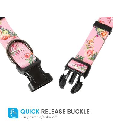 Heele Adjustable Dog Collar - Comfortable Patterned Collars for Small to Large Dogs - Pink 40.5-65cm - Durable & Stylish Pet Accessory - Buy Online on GoSupps.com