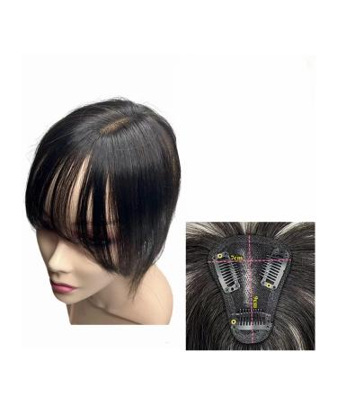 Bangs Clip in Bangs Transparent Swiss Lace Human Hair Bangs Clip In Fringe Hairpieces Extension For Women Breathable Remy Hair Bangs Bangs Hair Clip(7x9 Natural black)