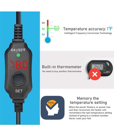 YukiHalu 30W Mini Submersible Aquarium Heater with Thermometer & External Controller - Ideal for 3 Gallon Tanks - Buy Online on GoSupps.com