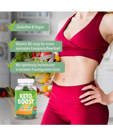 Keto Boost Gummy Bears | Sugar-Free Vegan Weight Loss | 60 Fruit Gummies with Chromium Vitamin B6 & B12 | Made in Germany - Buy Online on GoSupps.com