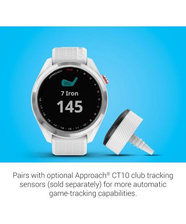 Garmin Approach S42 GPS Golf Smartwatch | Lightweight 1.2 Touchscreen | 42k+ Preloaded Courses | Silver Ceramic Bezel | White Silicone Band - Buy Online on GoSupps.com