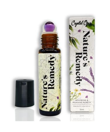 Headache Relief 10ml Roll-On Stick. Essential Oil & Amethyst Remedy to Ease Head Pain & Migraine. Camomile Peppermint Lavender Rosemary & Eucalyptus. Aromatherapy & Crystal Rollerball.
