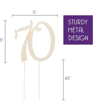 70 Cake Topper for 70th Birthday or Anniversary Gold Crystal Rhinestone Decoration (Gold) - Buy Online on GoSupps.com
