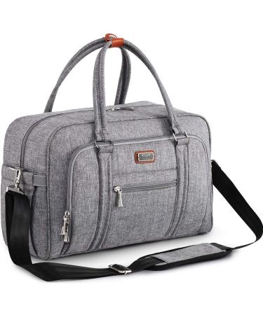 Welavila Baby Changing Bag Nappy Diaper Bags for Mom and Dad with Changing Pad & Insulated Pockets Convertible Travel Tote Messenger Gray Grey
