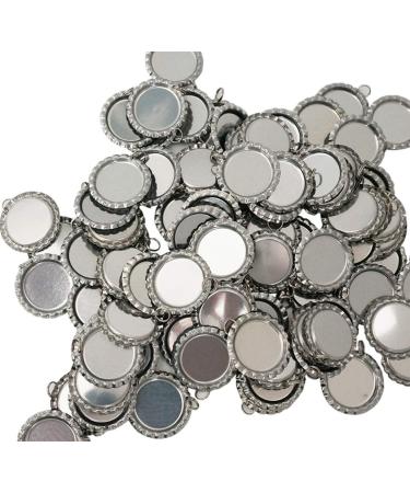 100 Pieces Flattened Bottle caps Double sided Wholesale Bottle Caps Caps With Split Ring Silver Bottle Caps Crafts Pendants Necklaces Jewelry