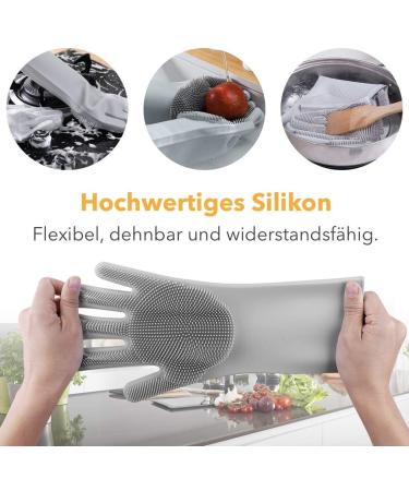 Voarge Silicone Gloves - Antibacterial Cleaning Brush & Wash Scrubber for Kitchen Dishes Bathroom & Car Wash (Gray) - Buy Online on GoSupps.com
