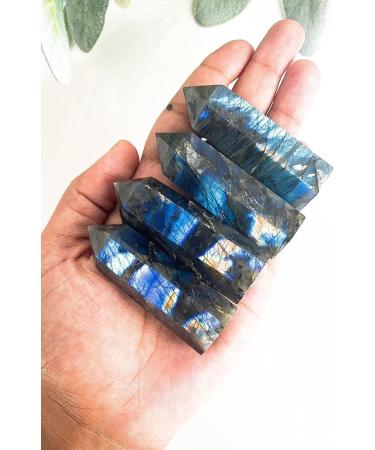 Zenkeeper Labradorite Crystal Point Wand 3-3.5 - Premium Grade for Home Decor, Meditation, Chakra, Reiki - Single Point Tower - Buy Online on GoSupps.com