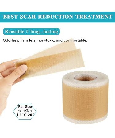 Medical Grade Silicone Scar Sheets - Reusable Scar Tape for C-Section, Surgery, Burn, Keloid - 1.6x120 - Buy Online on GoSupps.com