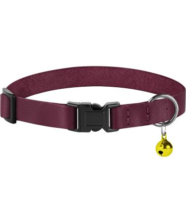Murom Leather Cat Collar | Breakaway & Adjustable | For Cats & Kittens | Black, Pink, Green, Brown, Yellow, Red, White, Marsala - Buy Online on GoSupps.com