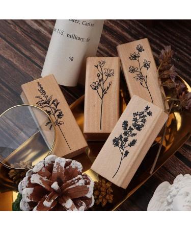Dizdkizd 8-Piece Plant and Flower Wooden Rubber Stamp Set for DIY Crafts and Scrapbooking - Buy Online on GoSupps.com