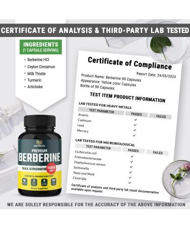 5-in-1 Berberine 14000mg with Ceylon Cinnamon, Milk Thistle, Turmeric & Artichoke - Immune & Heart Support - 3 Month Supply - Buy Online on GoSupps.com