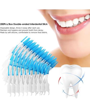 Anself 200pcs Dental Floss Interdental Brush - Soft Silicone Double-Sided Toothpick for Effective Oral Care - Buy Online on GoSupps.com