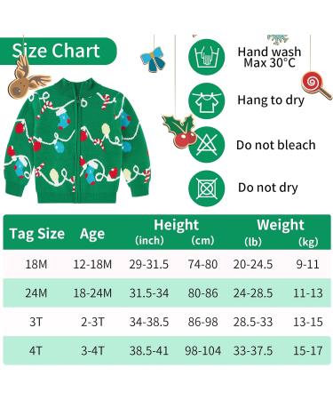 Christmas Reindeer Toddler Boys Sweater Cardigan - Green | 12-18 Months - Buy Online on GoSupps.com