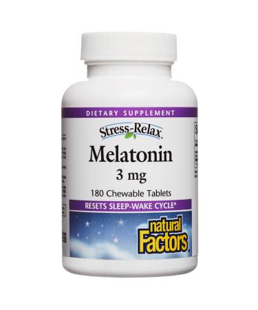 Natural Factors Stress-Relax Melatonin 3 mg  180 Chewable Tablets