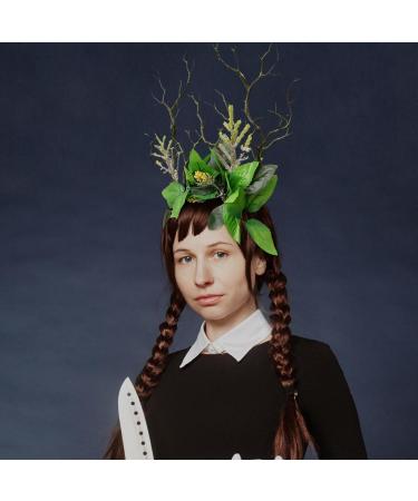 Ciieeo Handmade Green Branch Crown Antler Hair Band Woodland Flower Handband Antler Headpiece for Women Cosplay Halloween Party - Buy Online on GoSupps.com