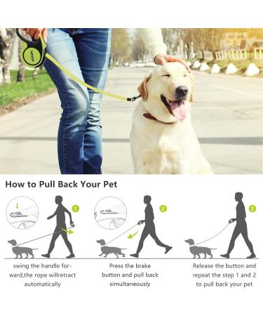 Hurluksi Retractable Dog Lead 5M/16ft - Heavy Duty Extendable Leash for Large Dogs up to 110lbs/50kg - Anti-Slip Handle & Quick Brake Button (Green) - Buy Online on GoSupps.com