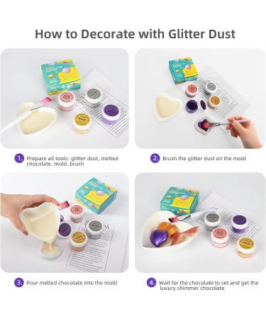 Edible Glitter Set 4 X 5g - Waysroma Edible Glitter for Drinks Edible Lustre Dust 4 Colours Edible Glitter for Cakes Strawberries Cupcakes Fondant Chocolate Cocktails 4 Colours x 5g - Buy Online on GoSupps.com
