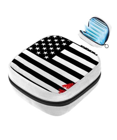 GIAPB Sanitary Napkin Storage Bag Period Bag Tampon Bag Makeup Bag Pad Pouch Black USA Flag Color1853