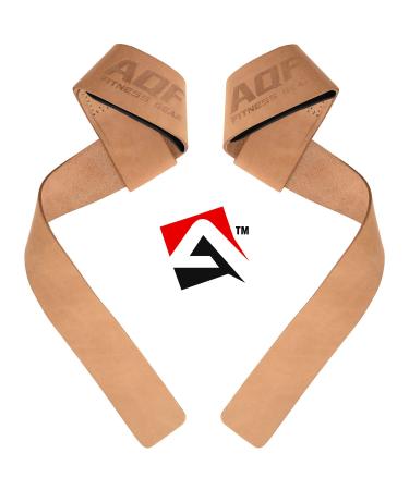 AQF tensile aid strength training (padded) |Profi lifting straps for bodybuilding and Weightlifting |Kreuzleben Gurte train aid Gym Straps |Fitness tensile aids in the couple for women and men brown leather - Buy Online on GoSupps.com
