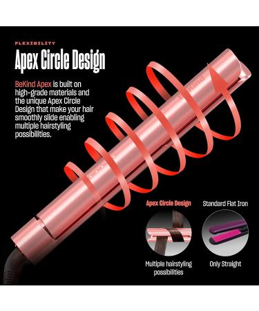 Bekind Apex 2-in-1 Hair Straightener Flat Iron & Curler | 15s Fast Heating, Temperature Memory | Gift for Girls & Women | Apex Peach - Buy Online on GoSupps.com