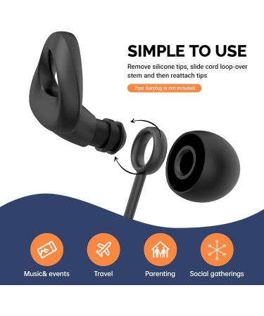 Buy Earplugs Connector Cord & Earphone Strap - 2pcs Flexible Silicone Lanyard for Earbuds - Charcoal - International Shipping Available - Buy Online on GoSupps.com