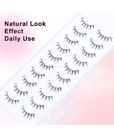 Natural False Eyelashes - 10 Pairs Transparent Band 8-11mm Soft Manga Lashes | Short & Natural Look - Buy Online on GoSupps.com