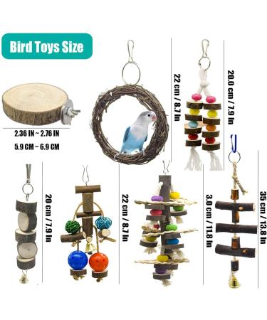 Chikanb 7-Pack Parrot Toys African Grey Parrots Swing Chewing Hanging Toy Colorful Bell Hammock Ladder Perch Platform Chewing Toys for Parakeets Cockatiels Macaws Love Birds Finches Little Birds - Buy Online on GoSupps.com