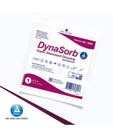 Dynarex DynaSorb Super Absorbent Dressings 4x4 - Sterile Wound Care, Soft & Waterproof - 10ct Box - Buy Online on GoSupps.com