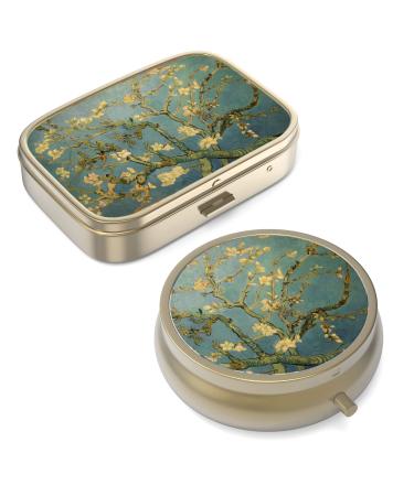 Pill can box with mirror retro small pill box for wallet or bag bronze pill box or vitamins fish oil dietary supplements pills contain travel gifts (2 pieces) 2 Piece 2PCs-Vangog Art - Buy Online on GoSupps.com