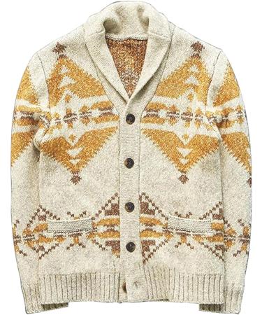 Men's Vintage Argyle Shawl Collar Cardigan - 3X-Large Khaki - Buy Online on GoSupps.com